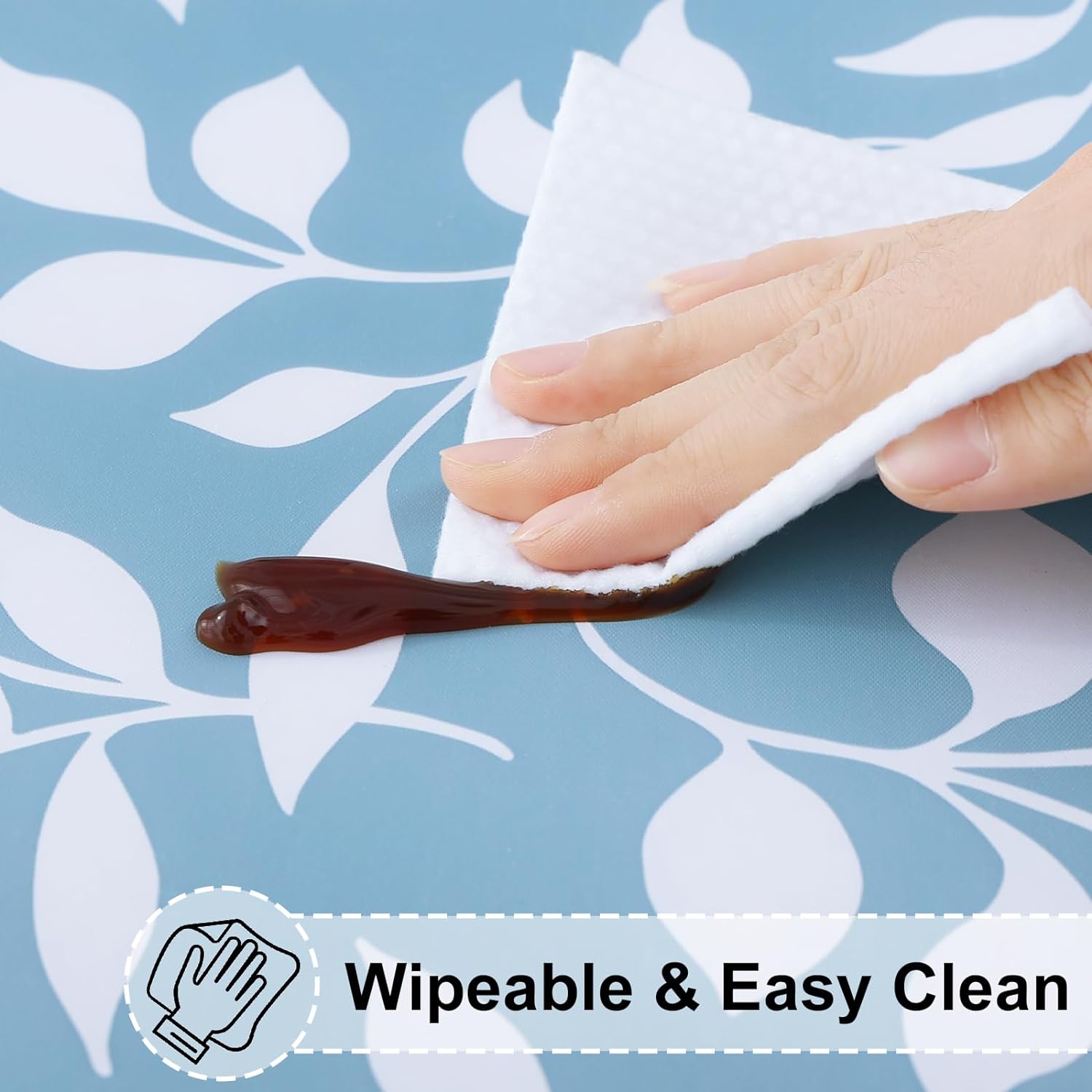 Round Fitted Tablecloth Elastic Edge Waterproof Oil Proof Plastic Table Cover - Picture 28 of 270