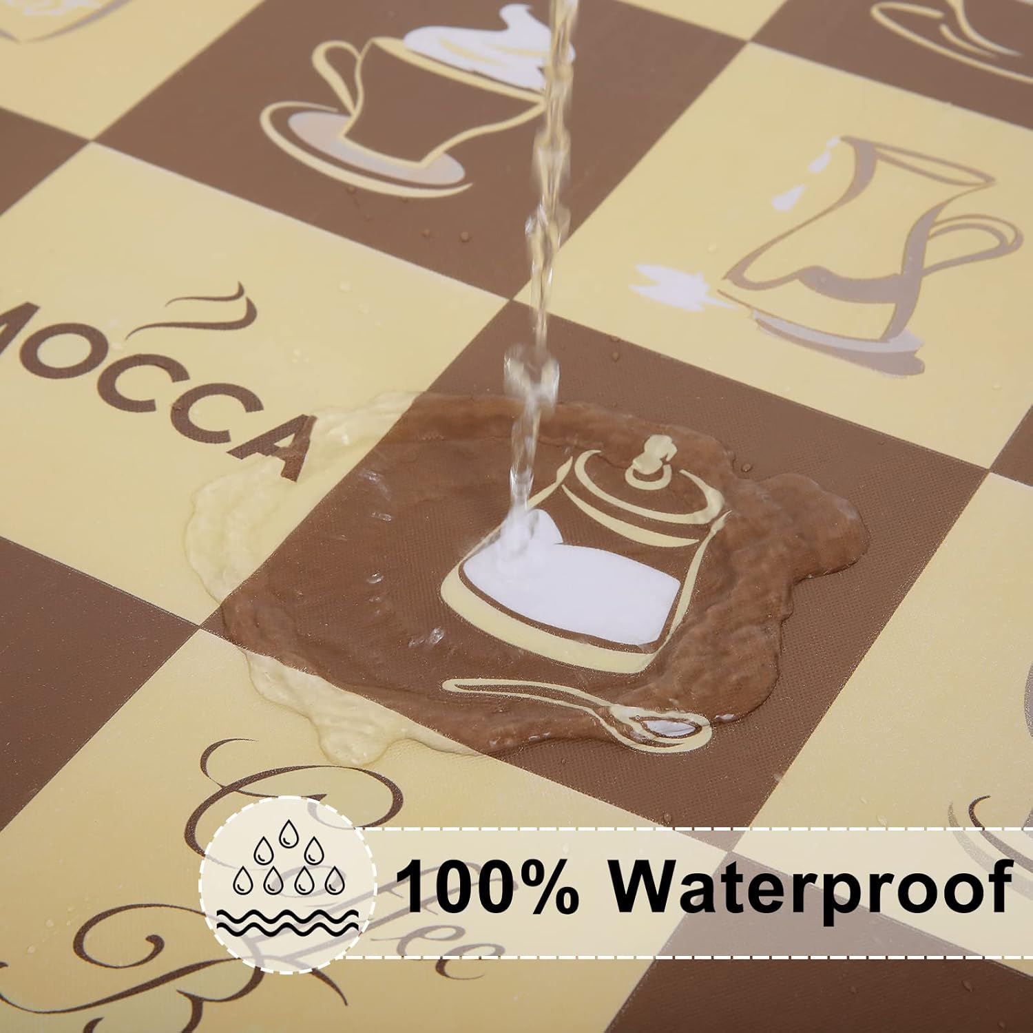 Round Fitted Tablecloth Elastic Edge Waterproof Oil Proof Plastic Table Cover - Picture 43 of 270