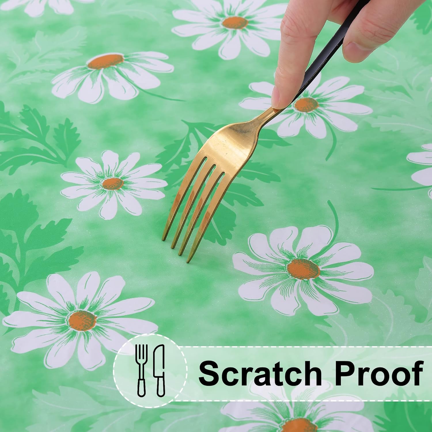 Round Fitted Tablecloth Elastic Edge Waterproof Oil Proof Plastic Table Cover - Picture 54 of 270