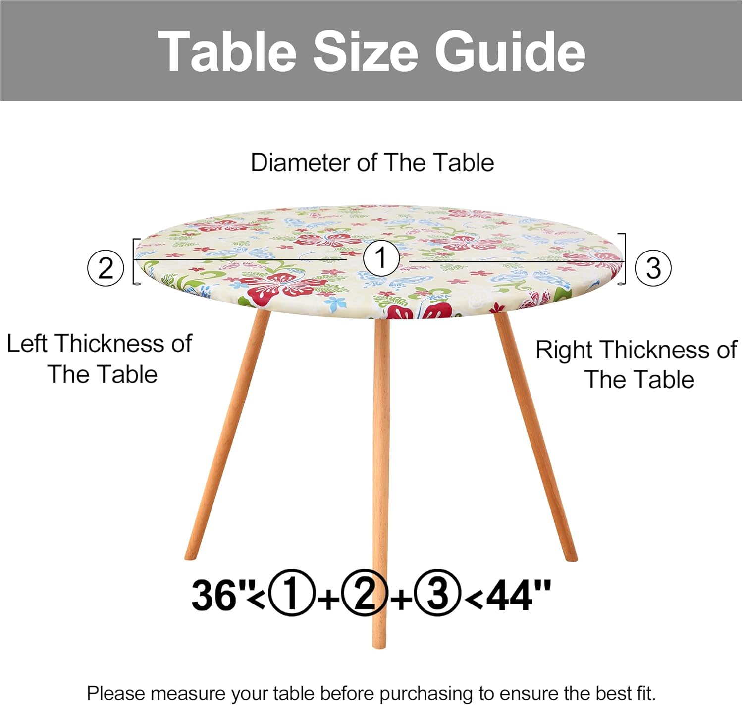 Round Fitted Tablecloth Elastic Edge Waterproof Oil Proof Plastic Table Cover - Picture 85 of 270