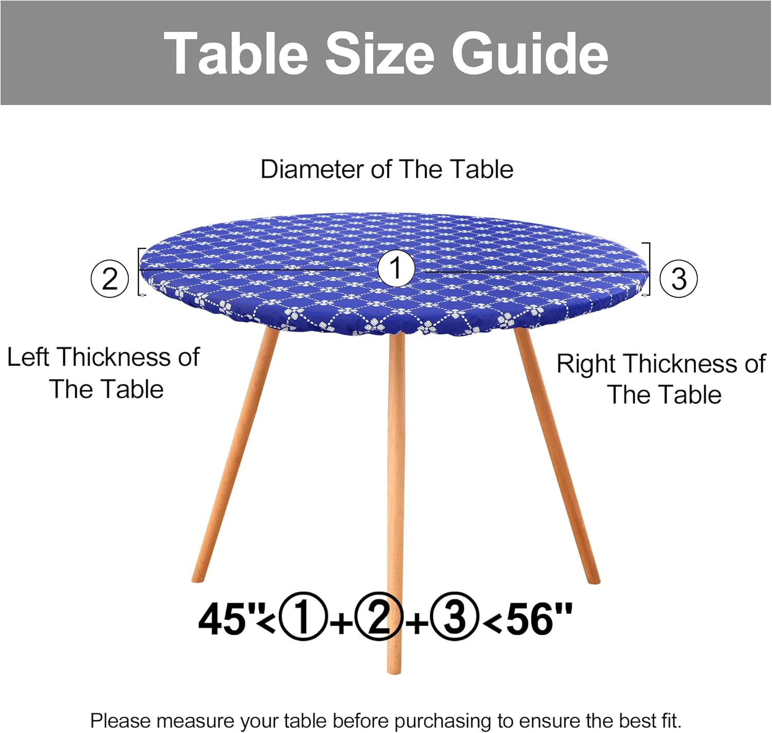 Round Fitted Tablecloth Elastic Edge Waterproof Oil Proof Plastic Table Cover - Picture 97 of 270