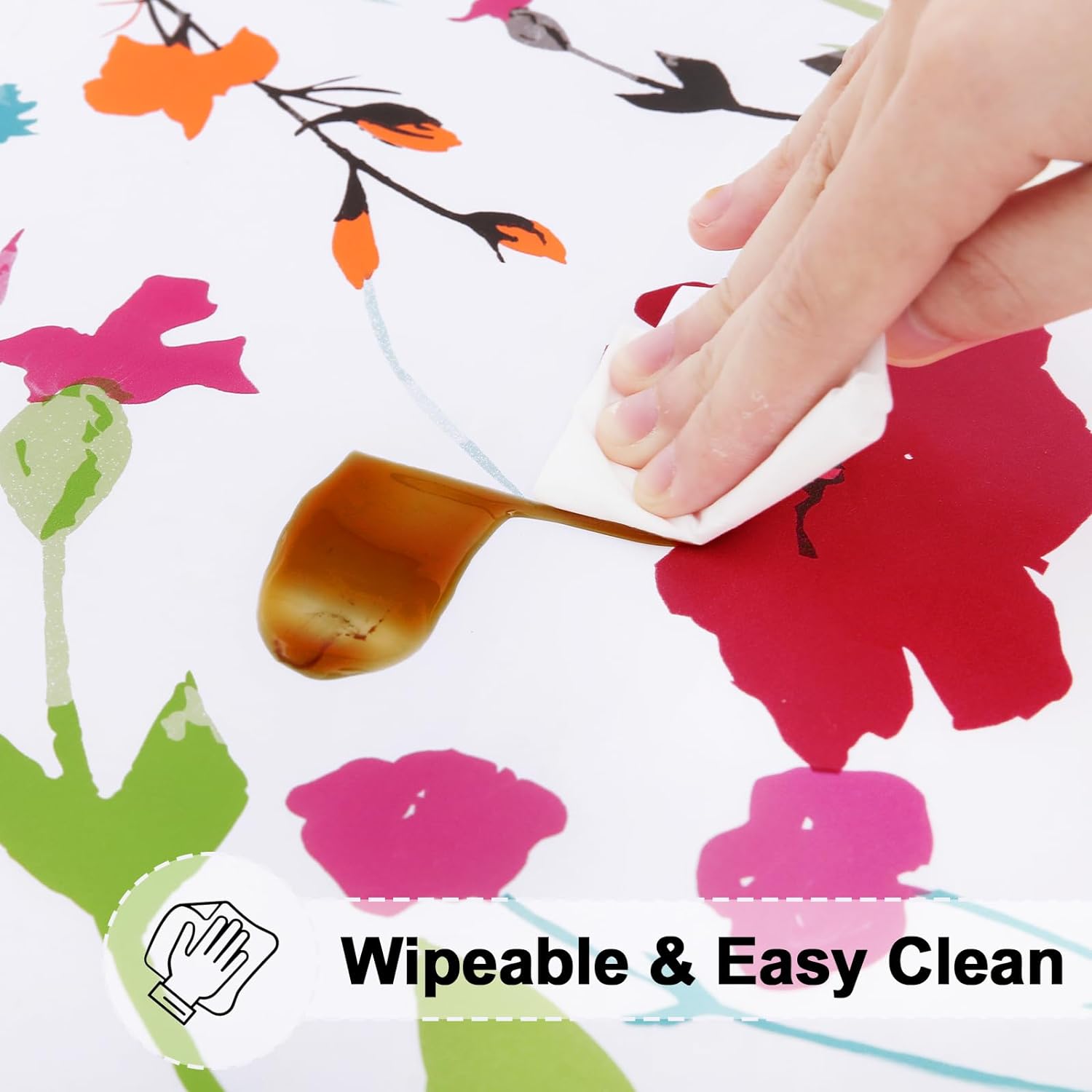 Round Fitted Tablecloth Elastic Edge Waterproof Oil Proof Plastic Table Cover - Picture 102 of 270