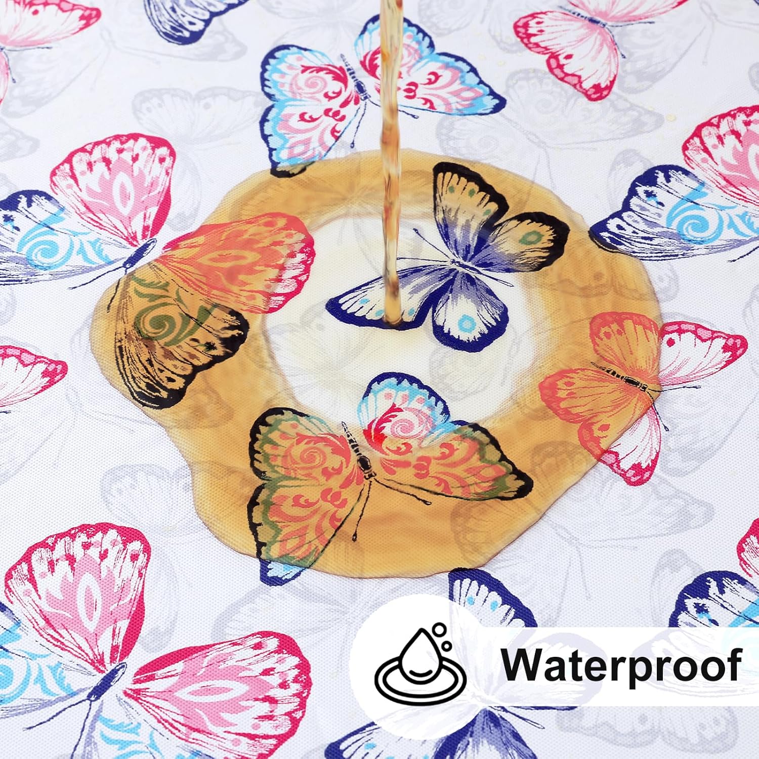 Round Fitted Tablecloth Elastic Edge Waterproof Oil Proof Plastic Table Cover - Picture 121 of 270