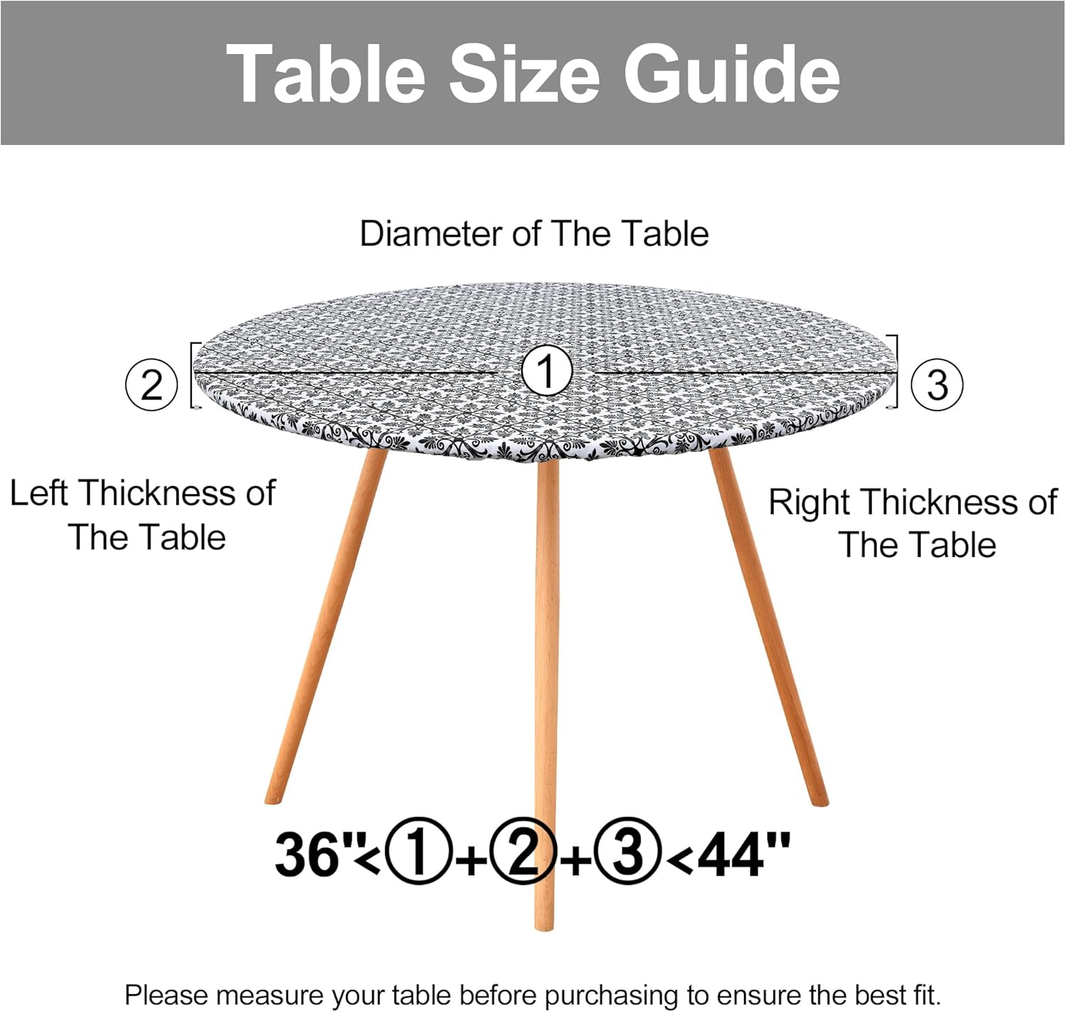 Round Fitted Tablecloth Elastic Edge Waterproof Oil Proof Plastic Table Cover - Picture 133 of 270