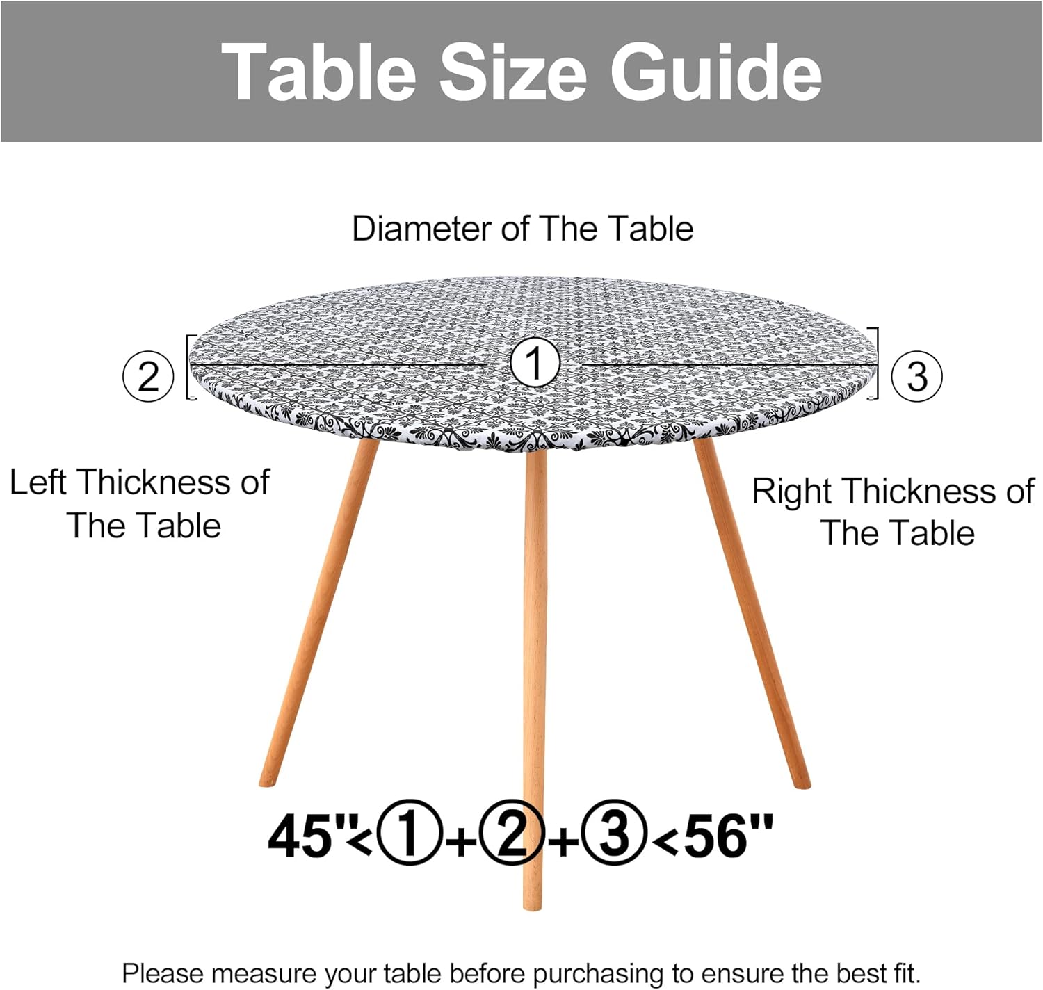 Round Fitted Tablecloth Elastic Edge Waterproof Oil Proof Plastic Table Cover - Picture 136 of 270