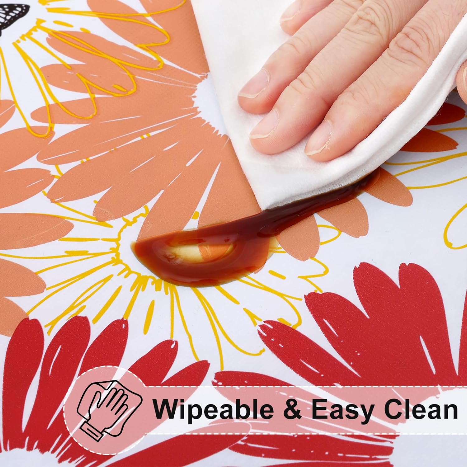 Round Fitted Tablecloth Elastic Edge Waterproof Oil Proof Plastic Table Cover - Picture 140 of 270