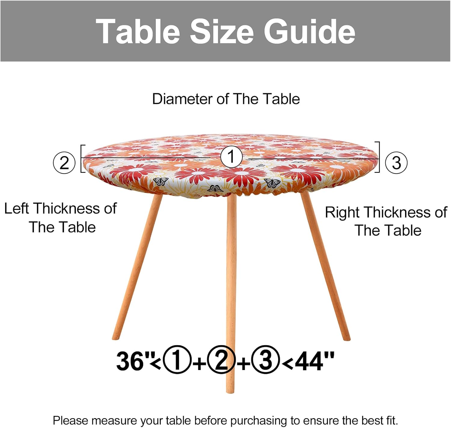 Round Fitted Tablecloth Elastic Edge Waterproof Oil Proof Plastic Table Cover - Picture 143 of 270