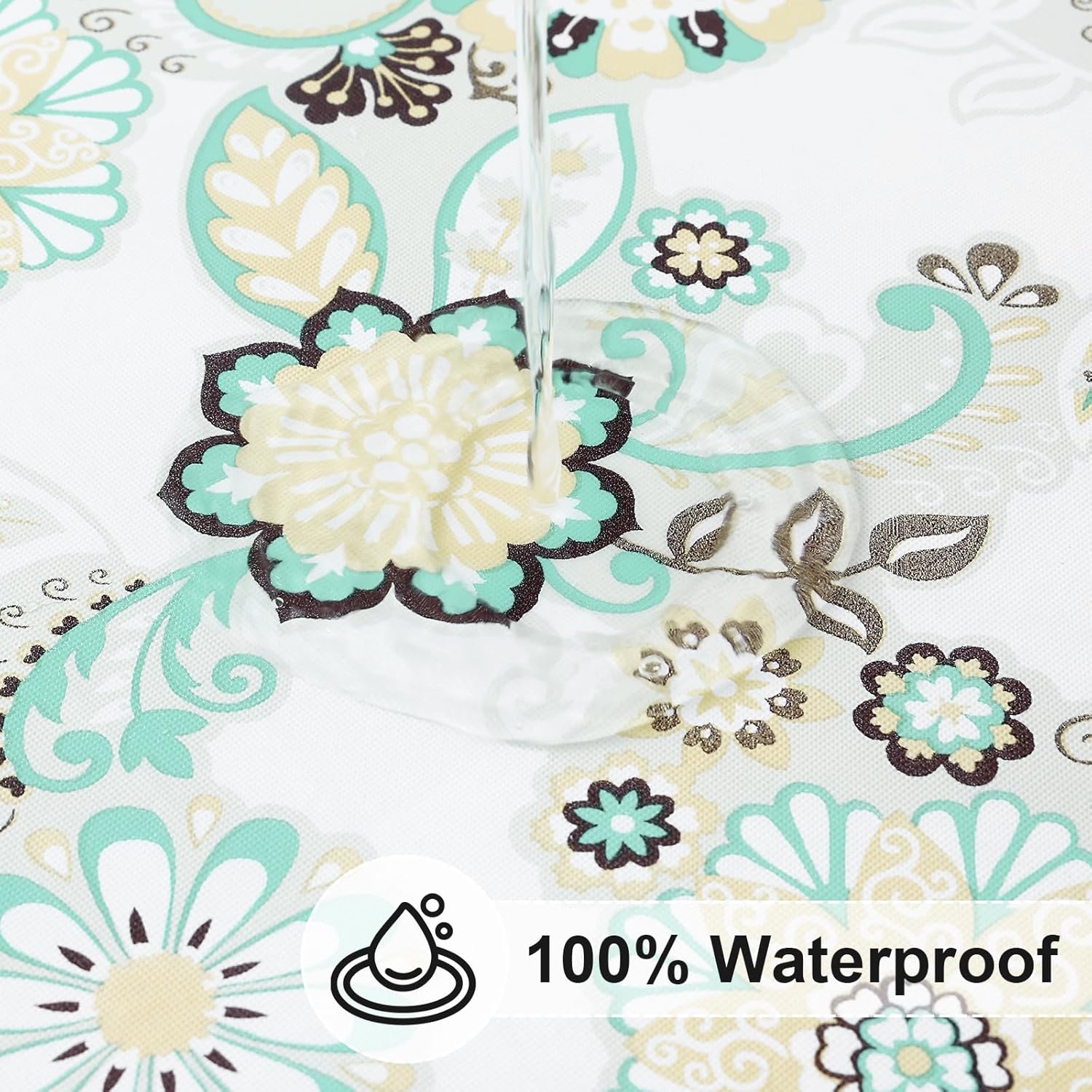 Round Fitted Tablecloth Elastic Edge Waterproof Oil Proof Plastic Table Cover - Picture 183 of 270