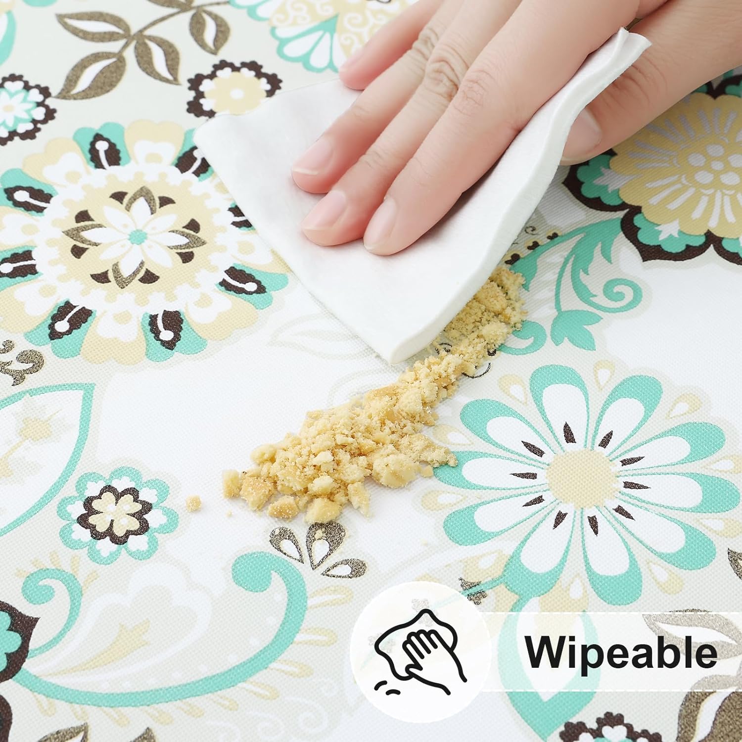 Round Fitted Tablecloth Elastic Edge Waterproof Oil Proof Plastic Table Cover - Picture 184 of 270