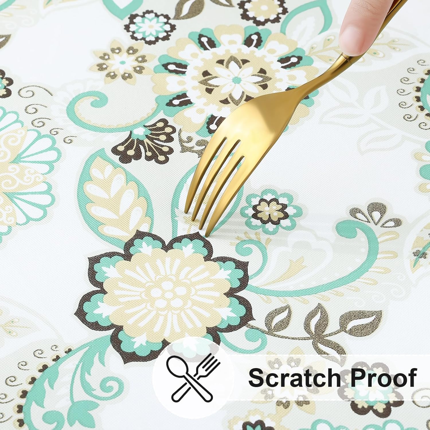 Round Fitted Tablecloth Elastic Edge Waterproof Oil Proof Plastic Table Cover - Picture 185 of 270