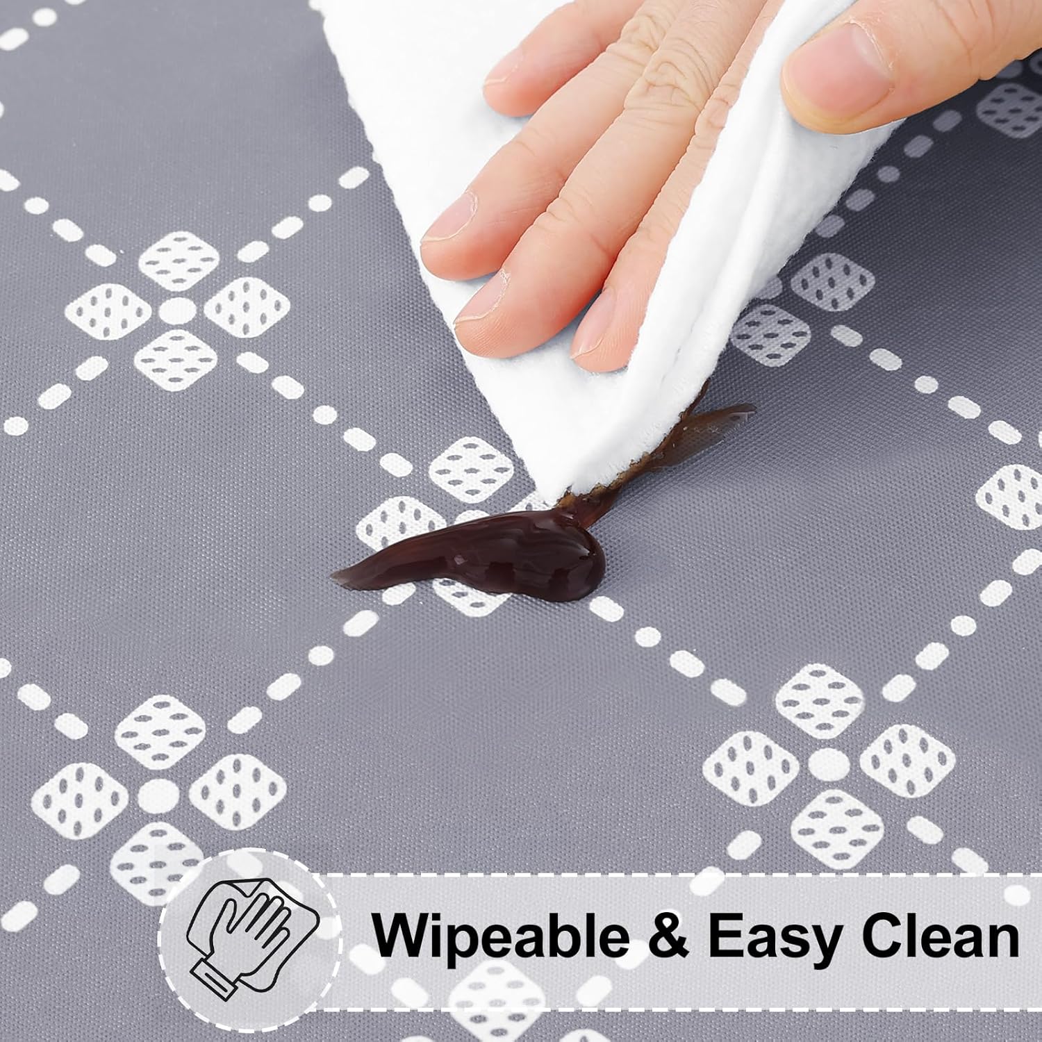 Round Fitted Tablecloth Elastic Edge Waterproof Oil Proof Plastic Table Cover - Picture 206 of 270