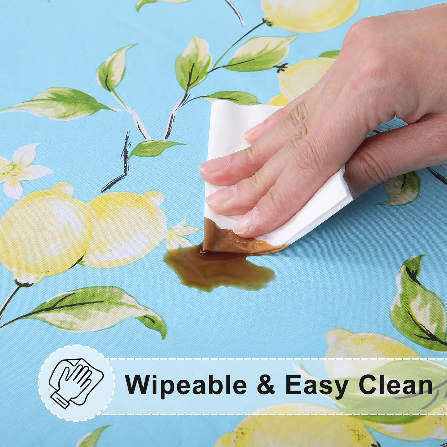 Round Fitted Tablecloth Elastic Edge Waterproof Oil Proof Plastic Table Cover - Picture 224 of 270
