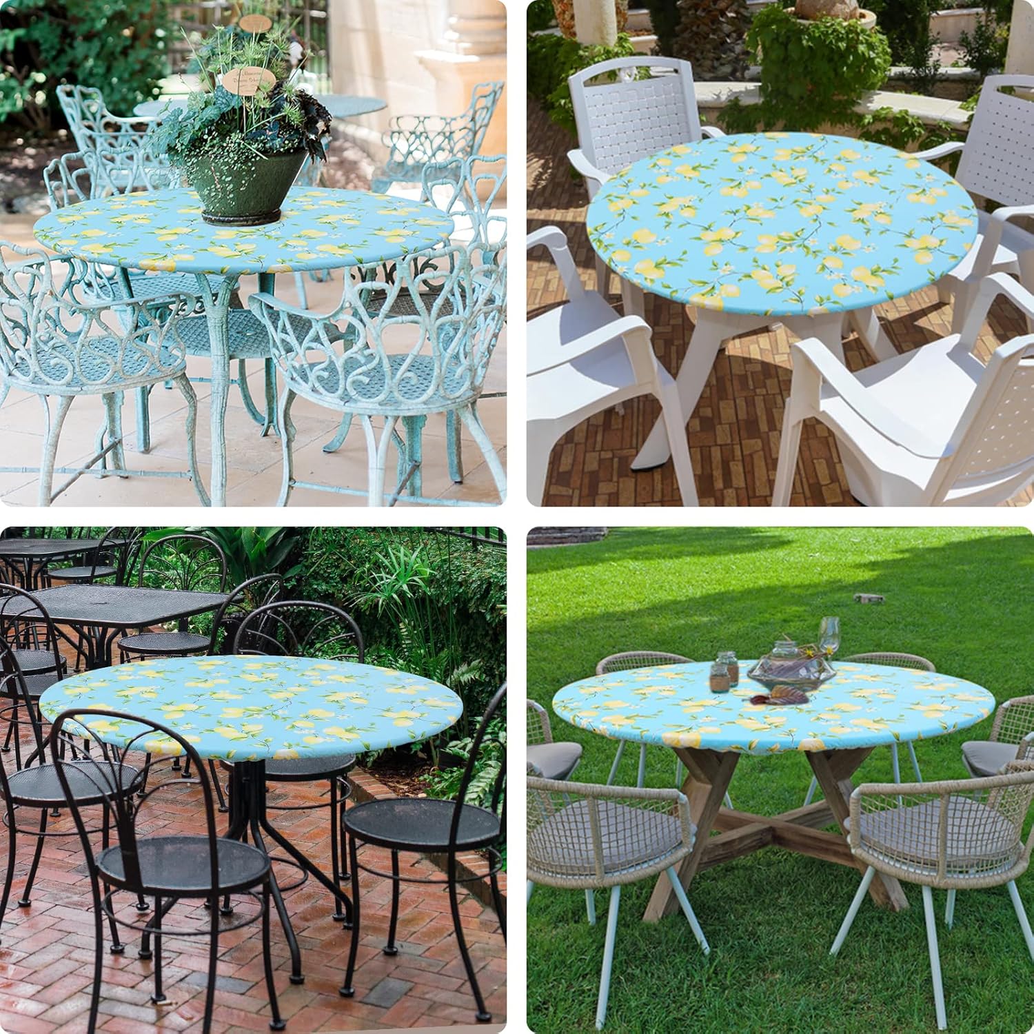 Round Fitted Tablecloth Elastic Edge Waterproof Oil Proof Plastic Table Cover - Picture 226 of 270