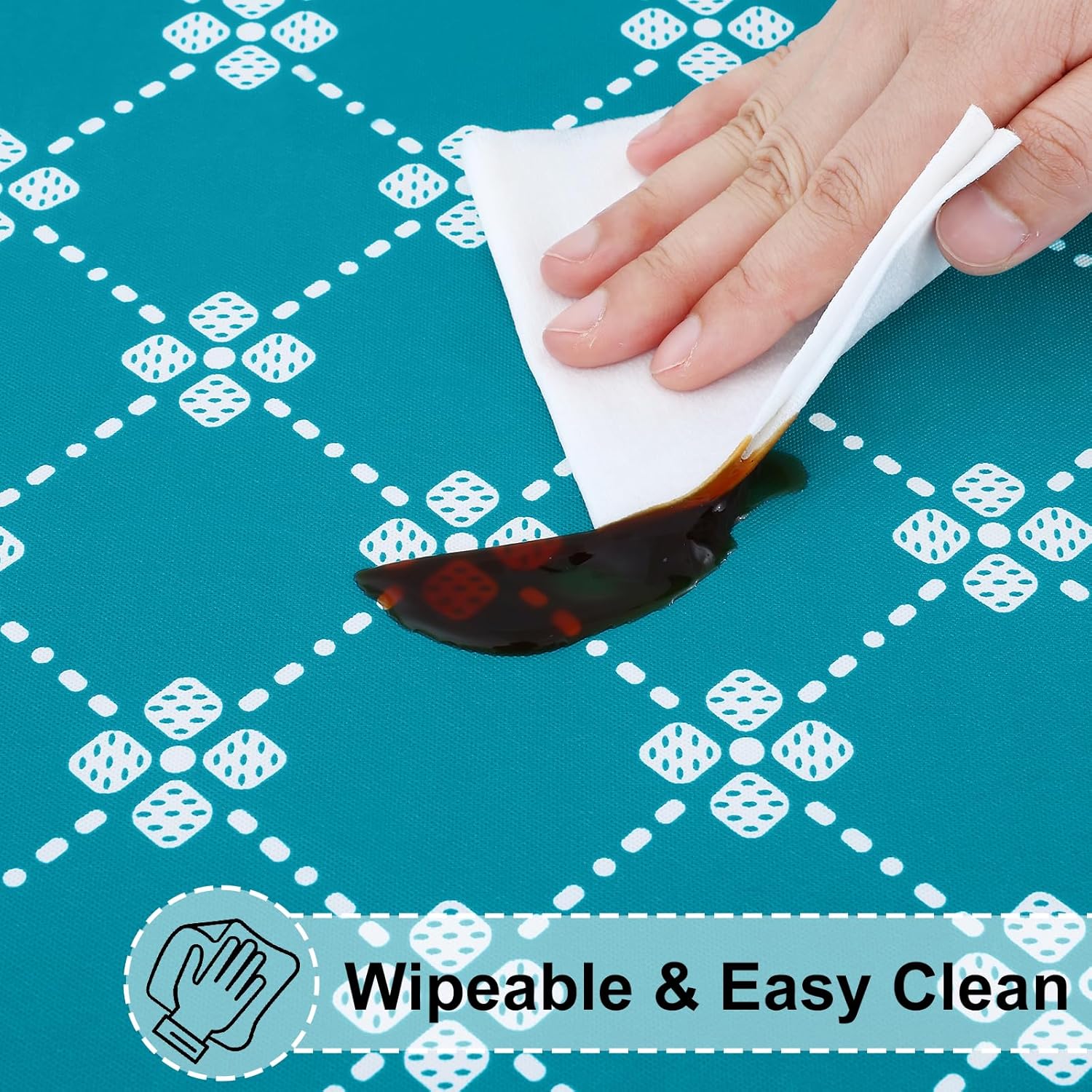 Round Fitted Tablecloth Elastic Edge Waterproof Oil Proof Plastic Table Cover - Picture 237 of 270
