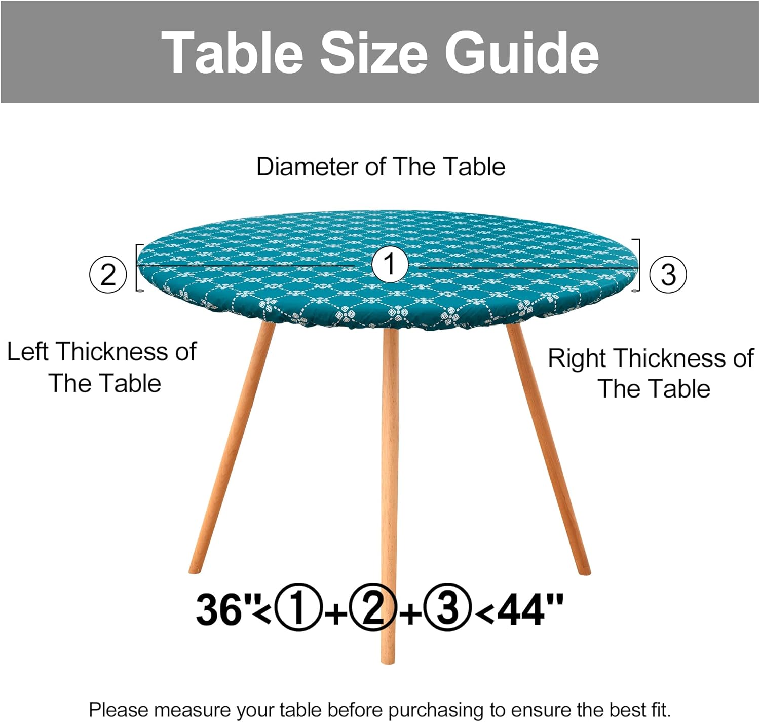 Round Fitted Tablecloth Elastic Edge Waterproof Oil Proof Plastic Table Cover - Picture 240 of 270