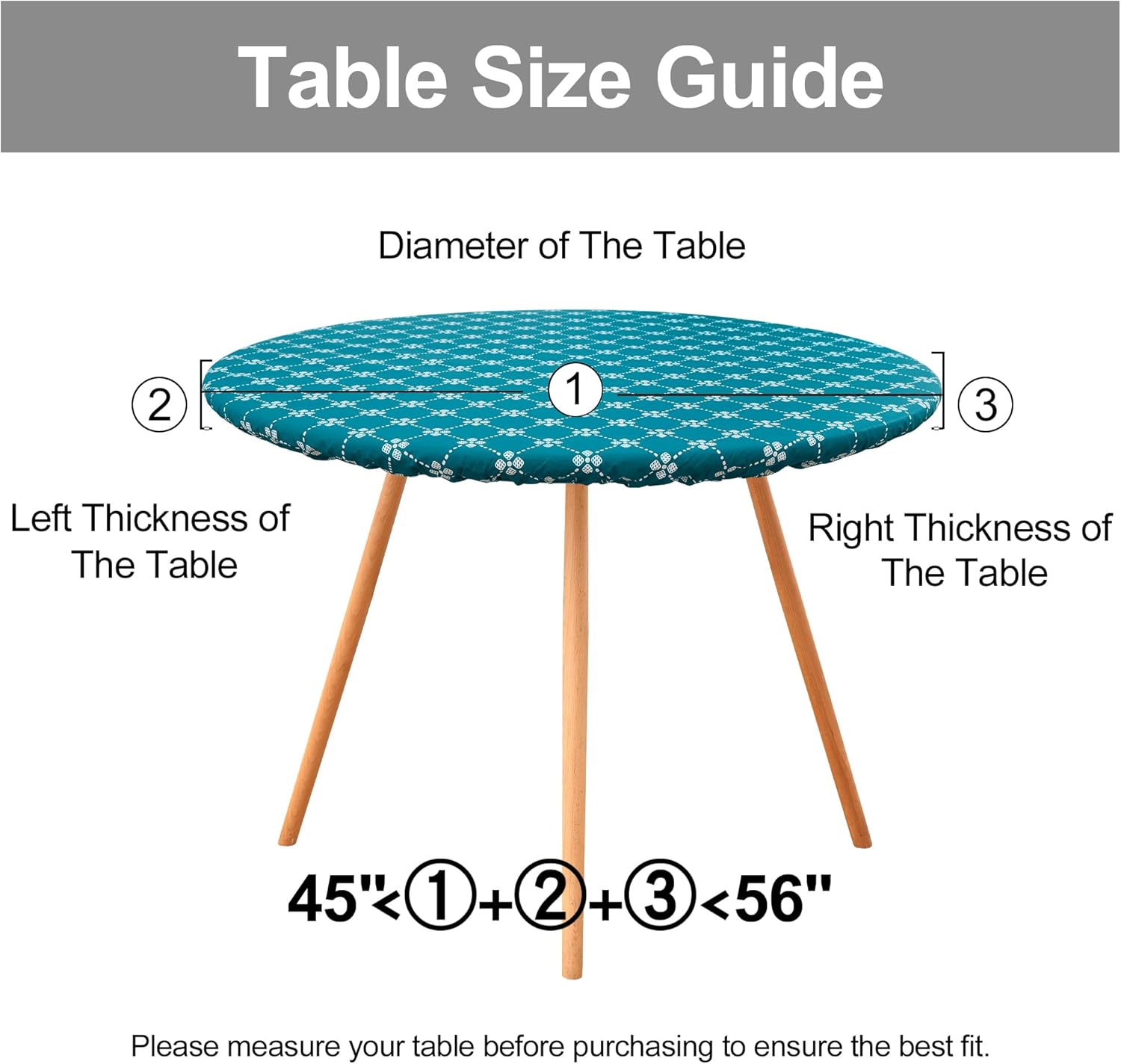 Round Fitted Tablecloth Elastic Edge Waterproof Oil Proof Plastic Table Cover - Picture 243 of 270