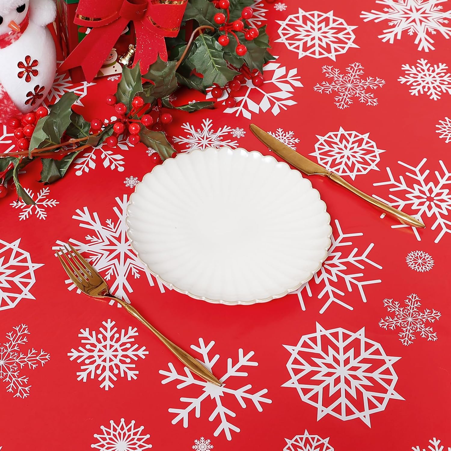 Round Fitted Tablecloth Elastic Edge Waterproof Oil Proof Plastic Table Cover - Picture 260 of 270