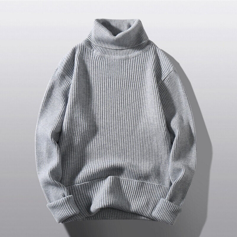Mens Plain Turtleneck Knitted Sweater Pullover/winter Warm Jumper Knitwear Tops - Picture 19 of 22