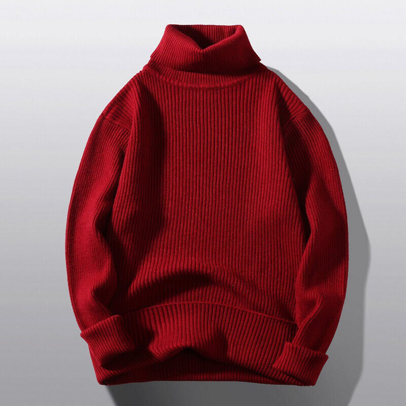 Mens Plain Turtleneck Knitted Sweater Pullover/winter Warm Jumper Knitwear Tops - Picture 21 of 22