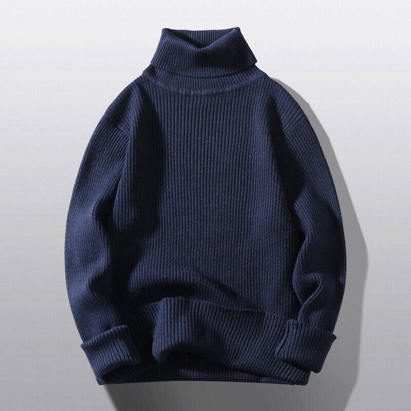 Mens Plain Turtleneck Knitted Sweater Pullover/winter Warm Jumper Knitwear Tops - Picture 20 of 22