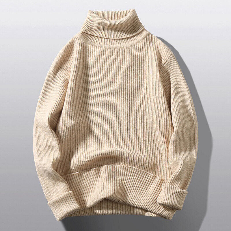 Mens Plain Turtleneck Knitted Sweater Pullover/winter Warm Jumper Knitwear Tops - Picture 22 of 22