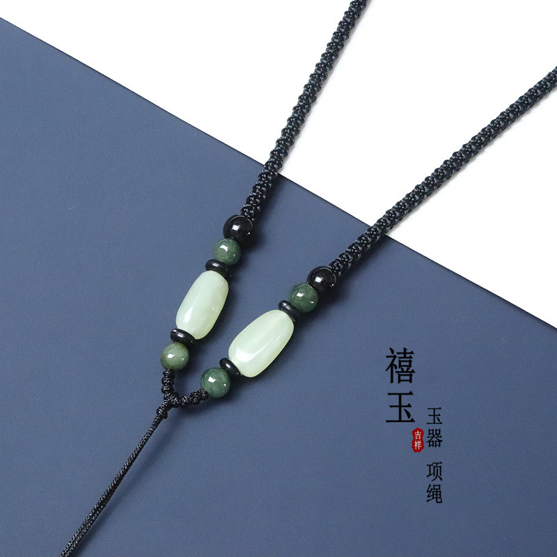 Natural Jade Bead Necklace Burma Round Bead Cord- For Pendant - Picture 8 of 8