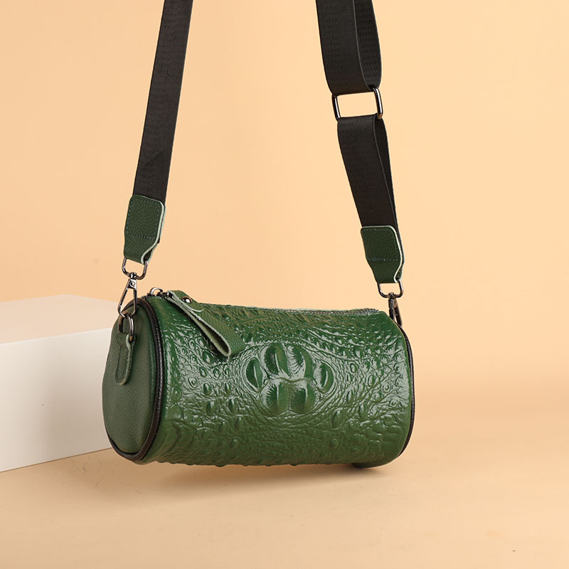 Leder Krokodildruck Damen Tasche Desinger Zylindertasche Crossbody Schultertasche - Bild 27 von 28