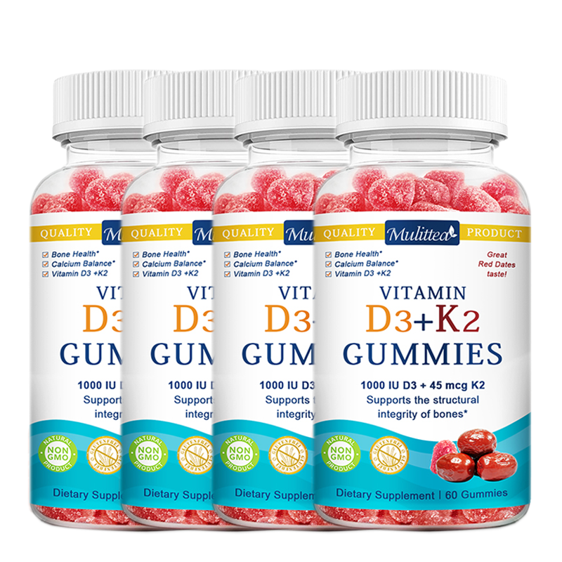 1-4Pack Vitamin D3 K2 Gummies - 1000 IU Vitamin D3 and K2 45mcg, Red Dates Flavo - Picture 10 of 10