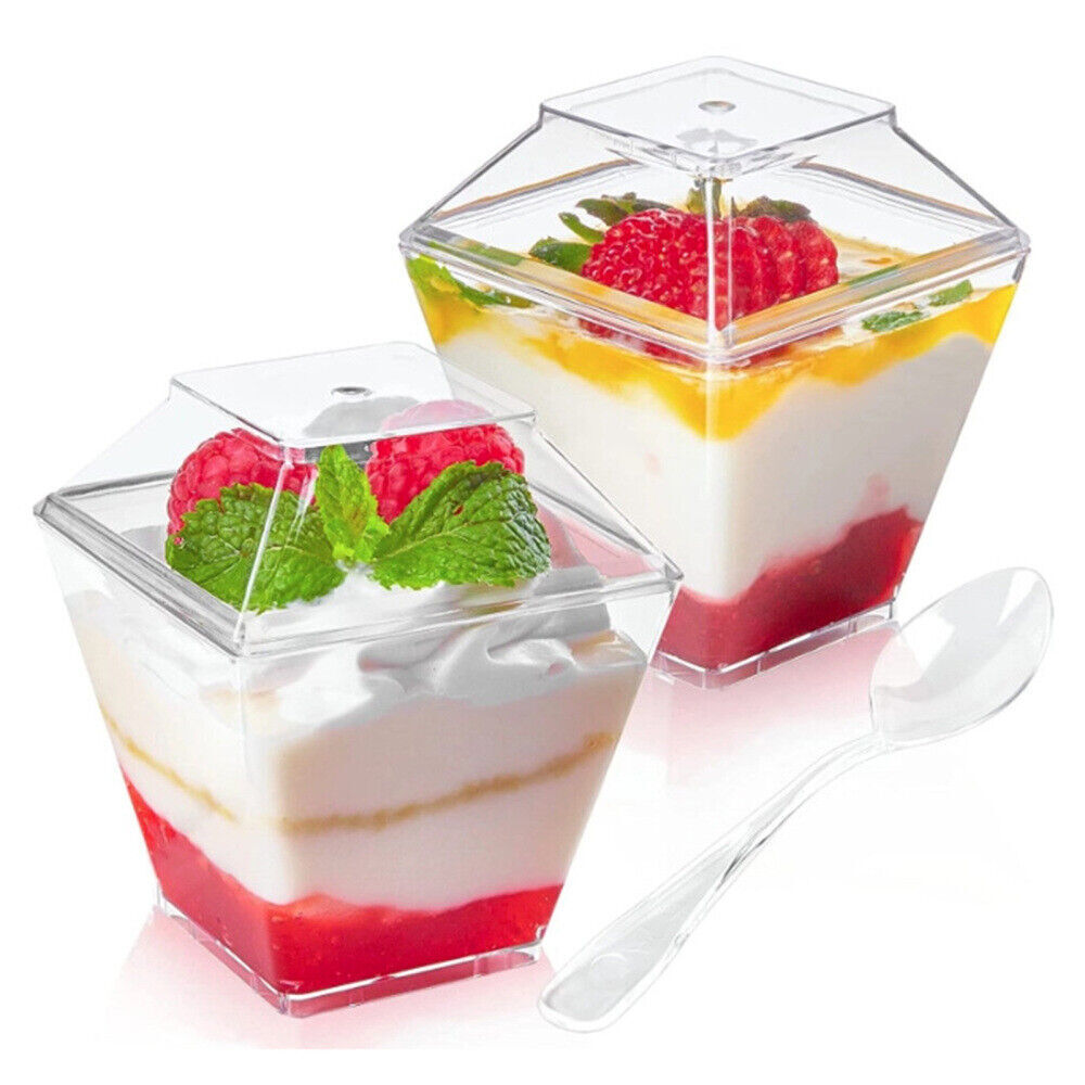 50 Pcs Transparent Ice Cream Bowls Disposable Dessert Serving Cups Bakery