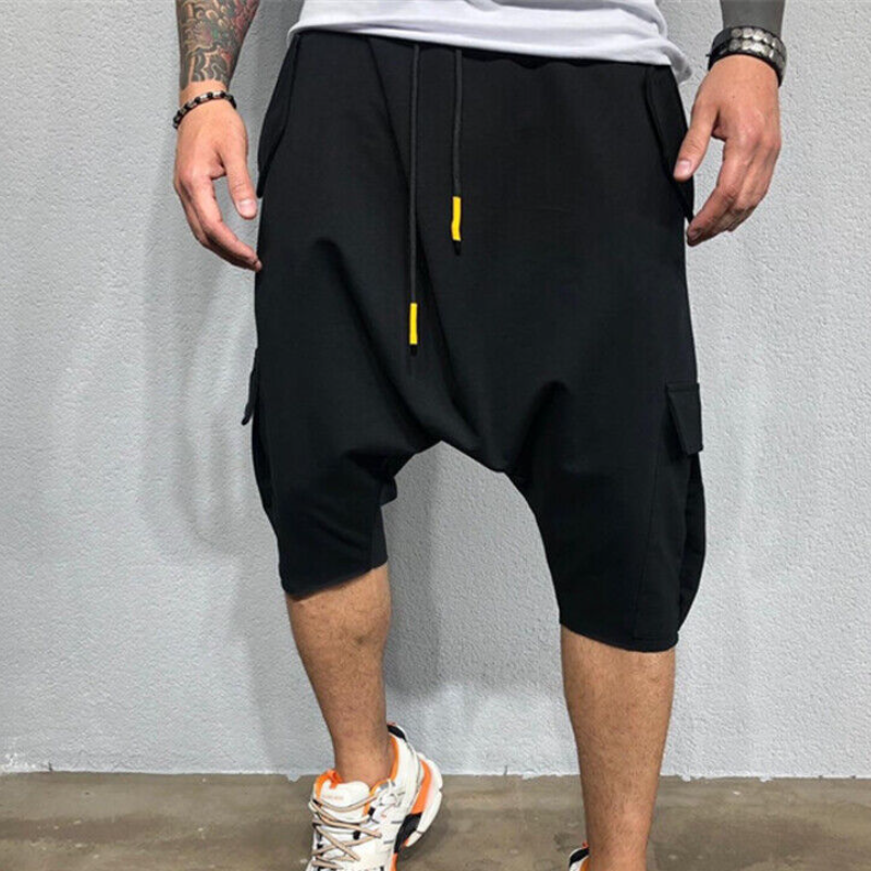 Men 3/4 Jogger Harem Pants Casual Shorts Breathable Sport Hip Hop Cotton Trouser - Picture 17 of 17