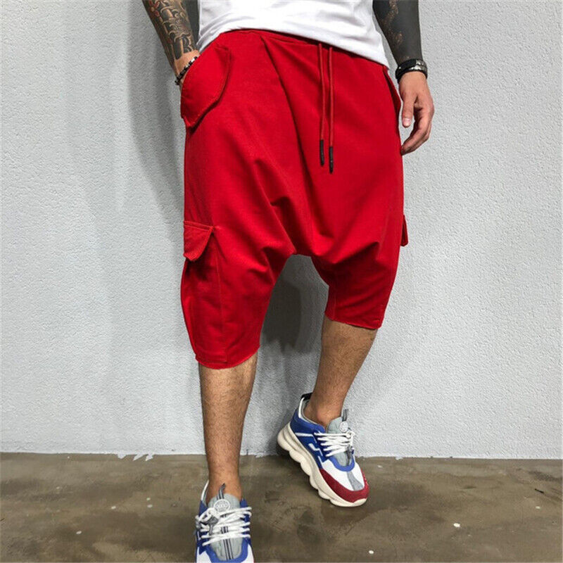 Men 3/4 Jogger Harem Pants Casual Shorts Breathable Sport Hip Hop Cotton Trouser - Picture 14 of 17