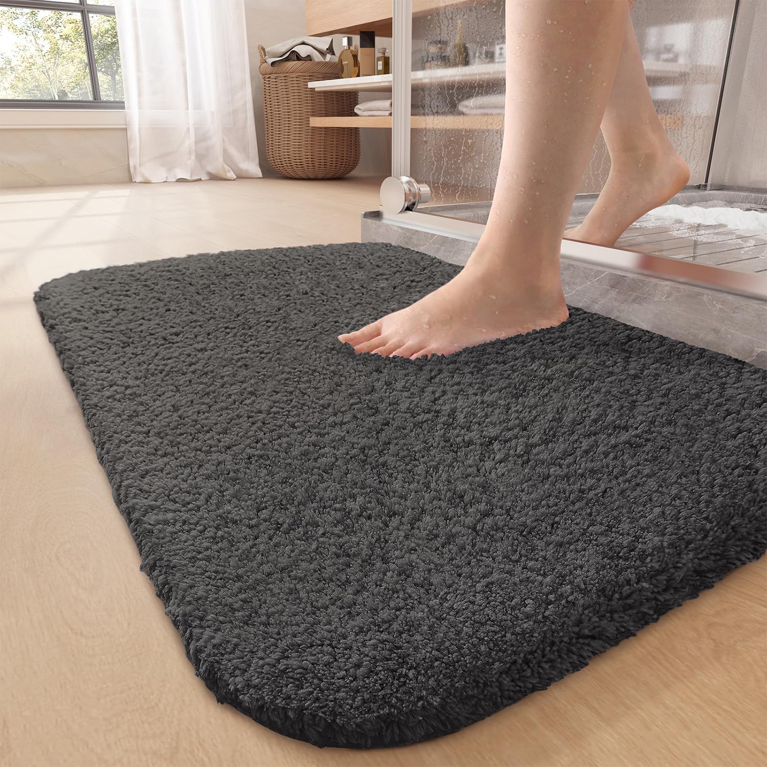 Plüsch Antirutsch Badematte Dick Saugfähig Mikrofaser Duschvorleger Badteppich - Bild 25 von 26
