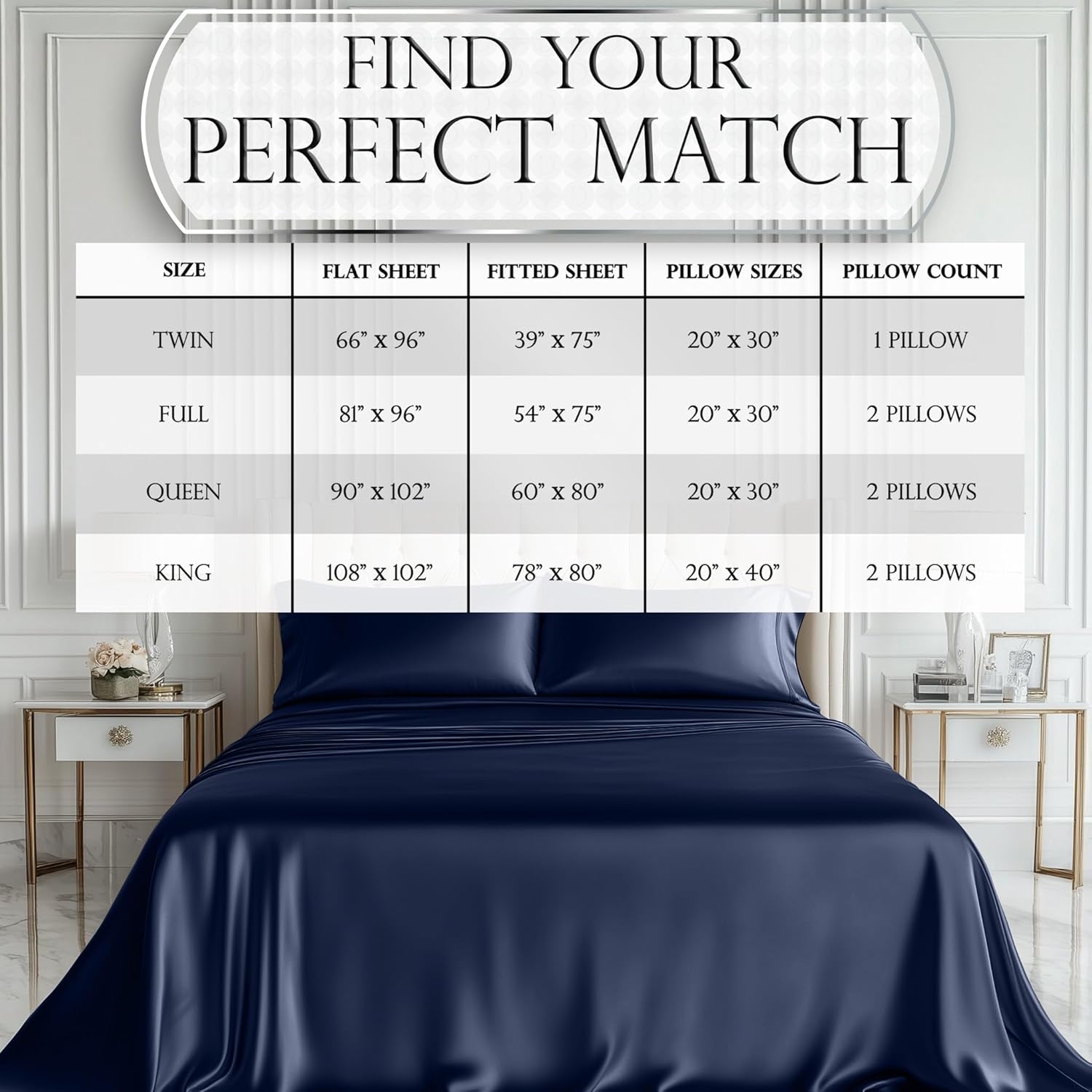 Juego de 4 piezas - Ropa de cama suave sedosa de lujo bolsillo profundo sin arrugas lavable a máquina - Imagen 44 de 194
