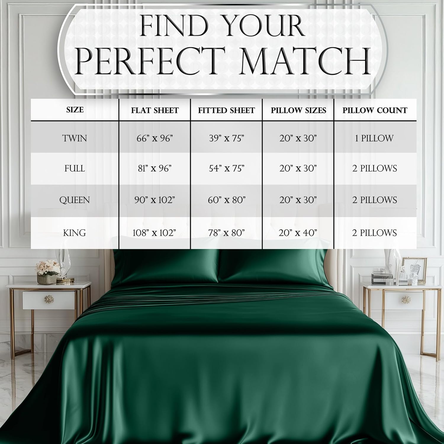 Juego de 4 piezas - Ropa de cama suave sedosa de lujo bolsillo profundo sin arrugas lavable a máquina - Imagen 176 de 194