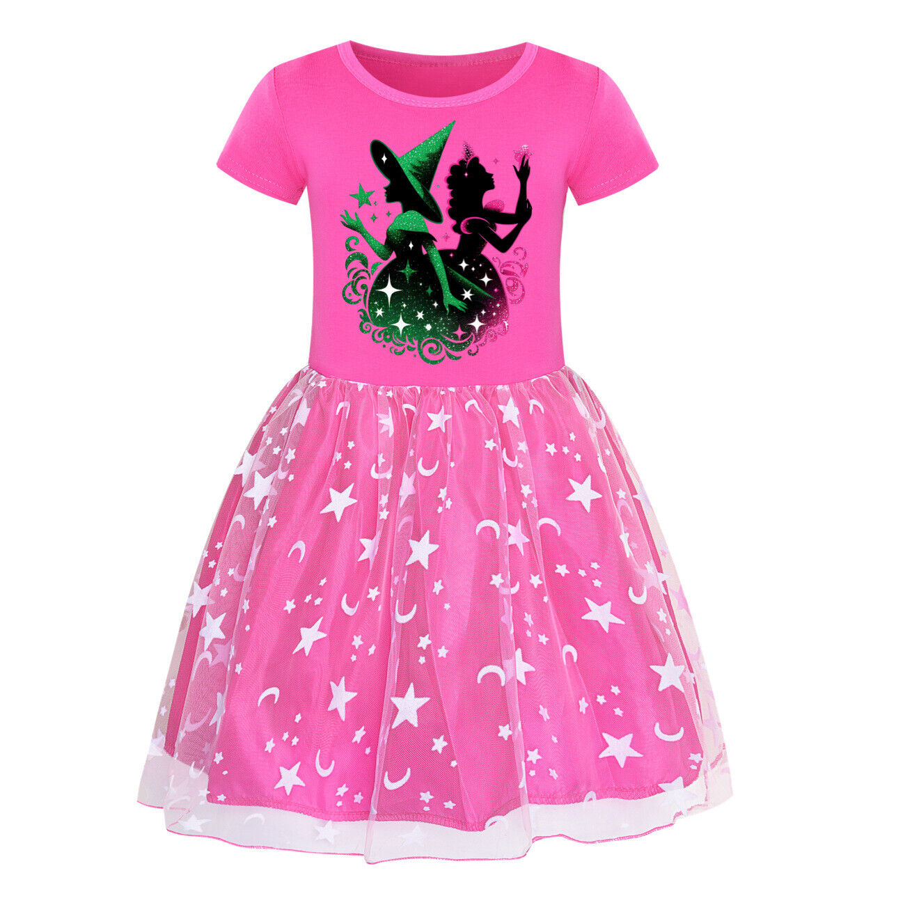 Girls Glinda Wicked Dress Rainbow Star Dress Party Princess Tutu Skirt Xmas Gift - Picture 30 of 48