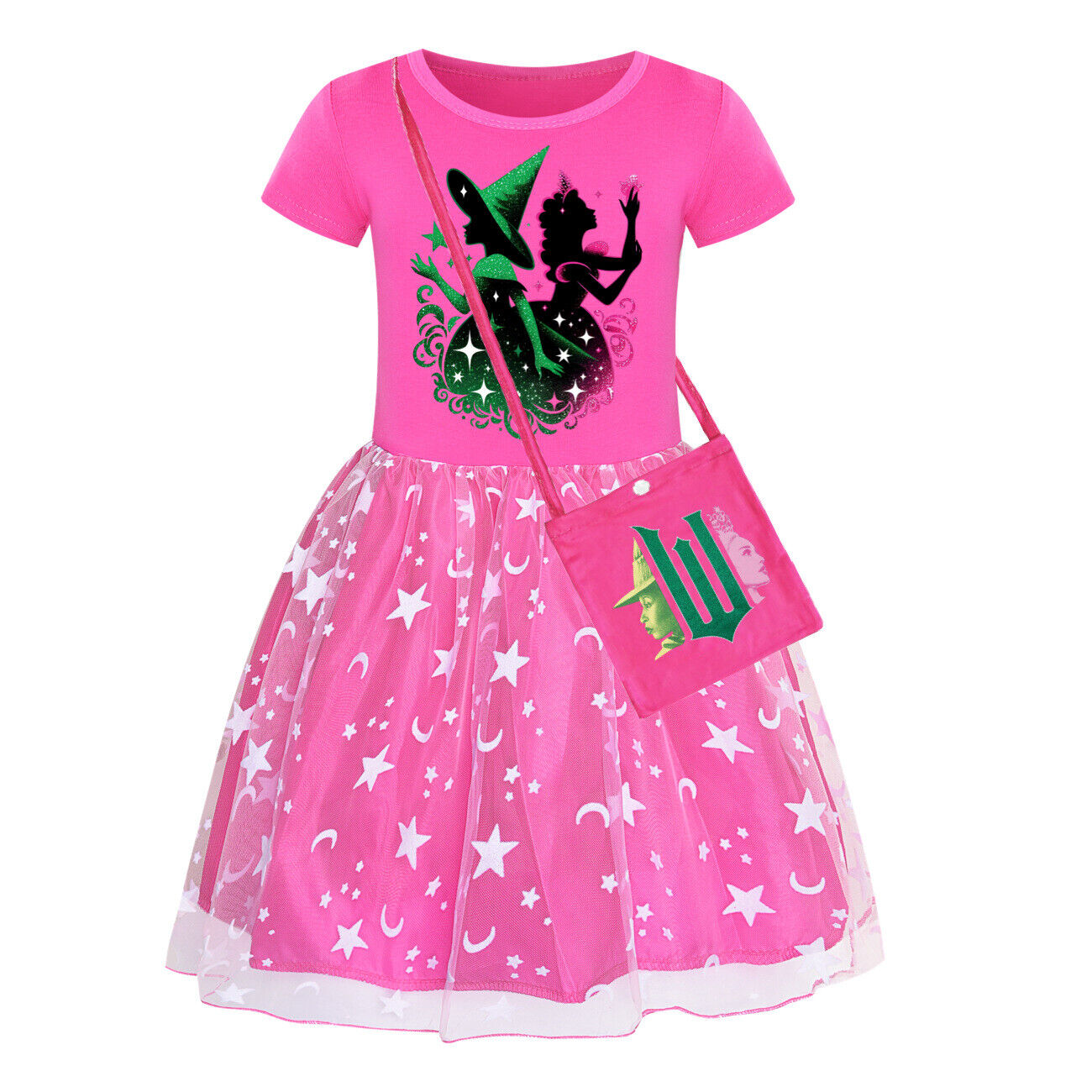 Girls Glinda Wicked Dress Rainbow Star Dress Party Princess Tutu Skirt Xmas Gift - Picture 31 of 48