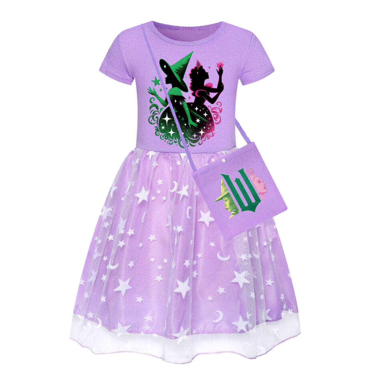Girls Glinda Wicked Dress Rainbow Star Dress Party Princess Tutu Skirt Xmas Gift - Picture 33 of 48