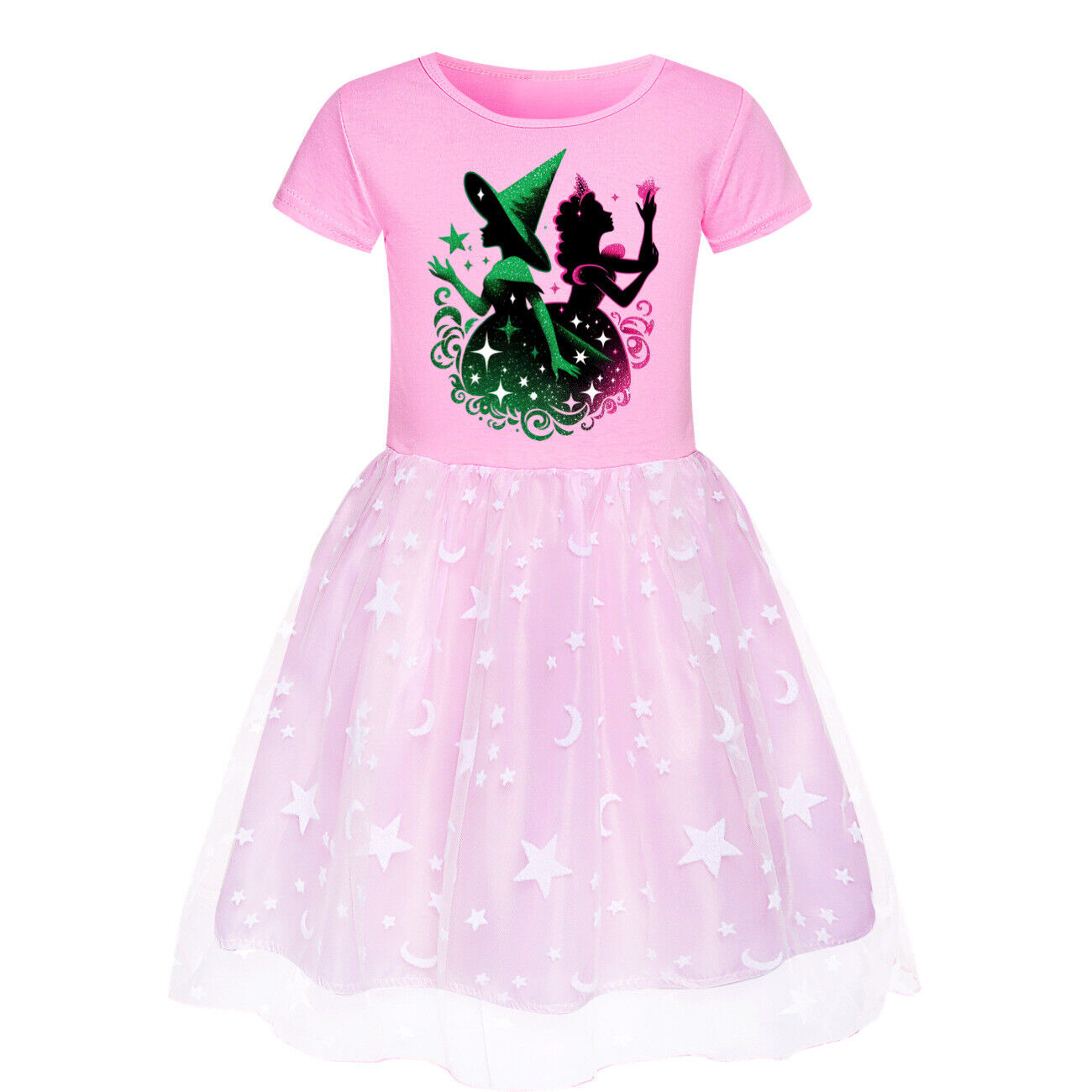 Girls Glinda Wicked Dress Rainbow Star Dress Party Princess Tutu Skirt Xmas Gift - Picture 34 of 48