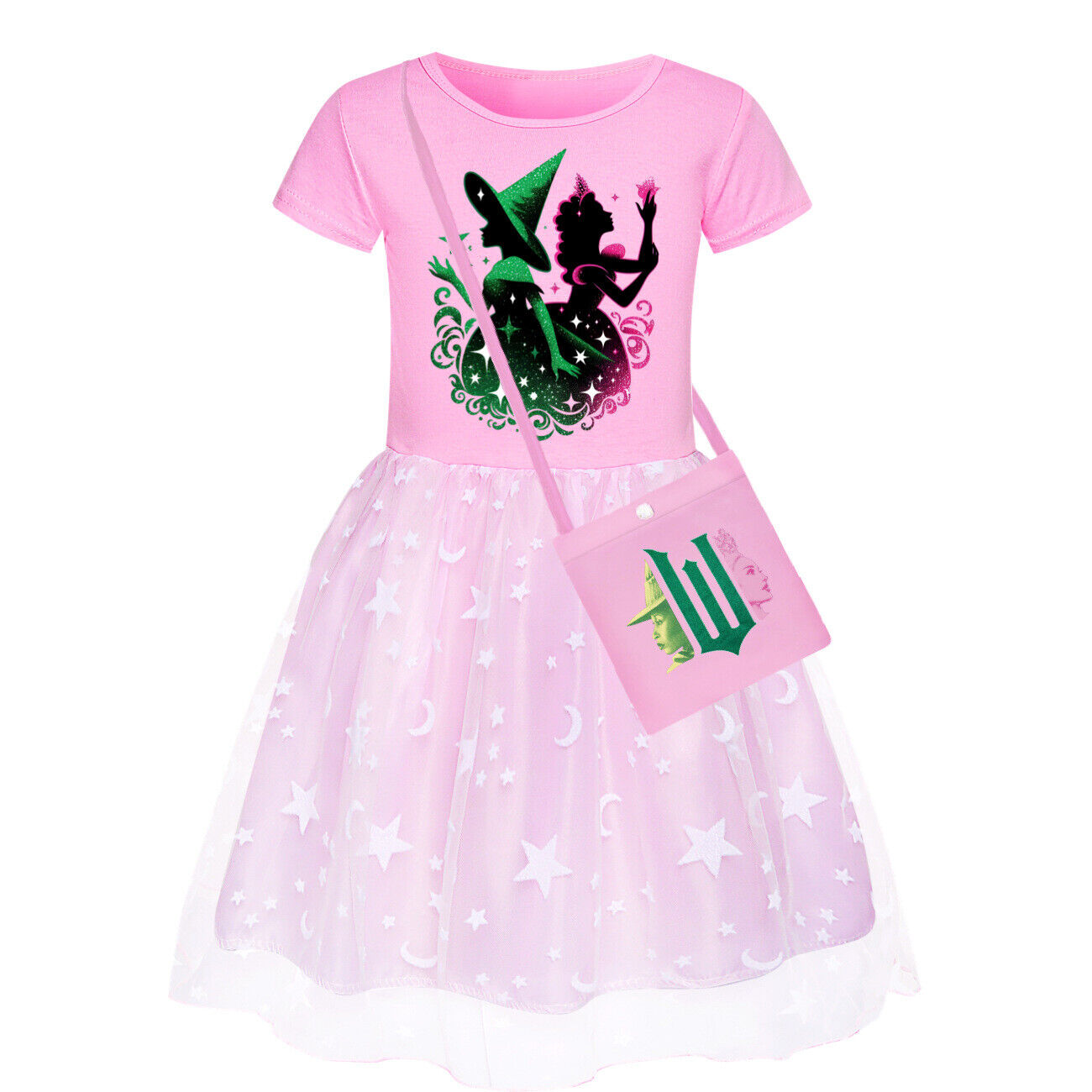 Girls Glinda Wicked Dress Rainbow Star Dress Party Princess Tutu Skirt Xmas Gift - Picture 35 of 48