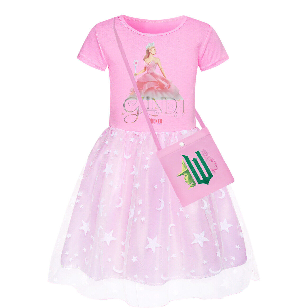 Girls Glinda Wicked Dress Rainbow Star Dress Party Princess Tutu Skirt Xmas Gift - Picture 43 of 48
