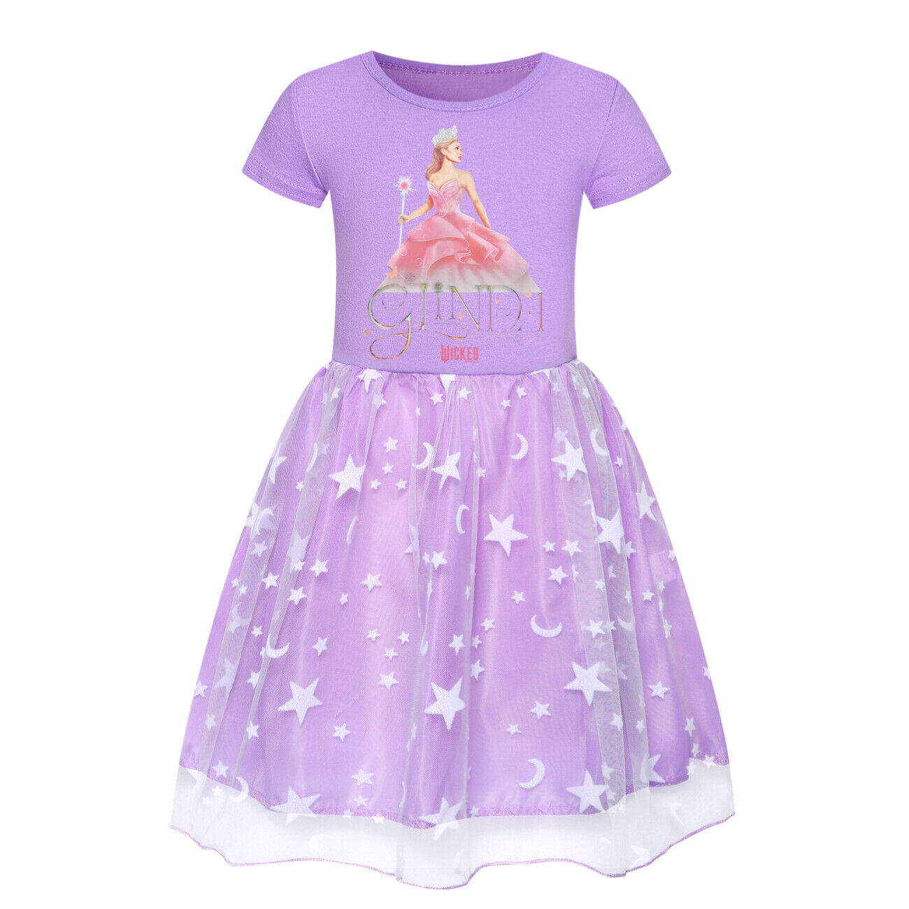 Girls Glinda Wicked Dress Rainbow Star Dress Party Princess Tutu Skirt Xmas Gift - Picture 44 of 48