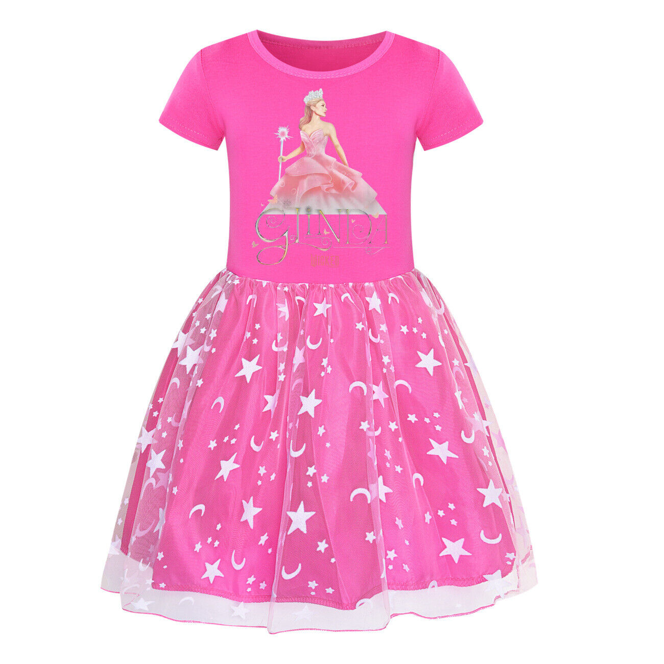 Girls Glinda Wicked Dress Rainbow Star Dress Party Princess Tutu Skirt Xmas Gift - Picture 46 of 48