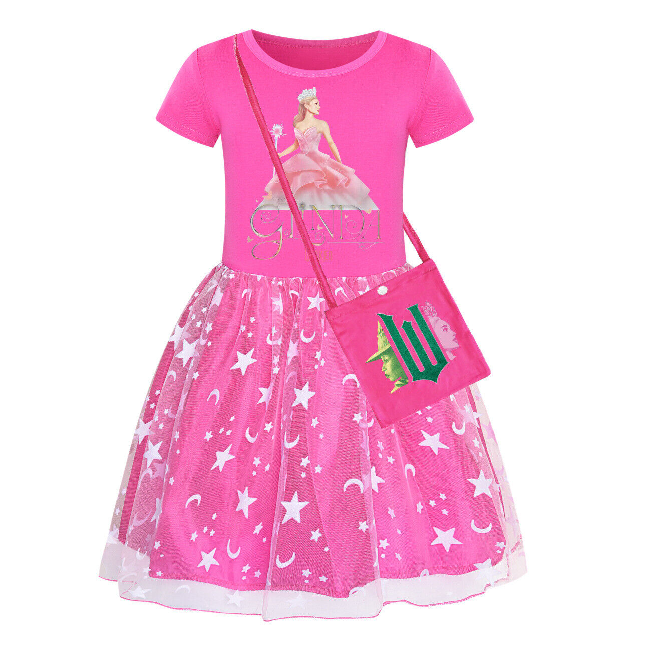 Girls Glinda Wicked Dress Rainbow Star Dress Party Princess Tutu Skirt Xmas Gift - Picture 47 of 48