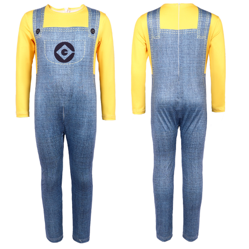 Kid Adult For Minions Halloween Party Costume Fancy Dress Suspender Goggle Glove