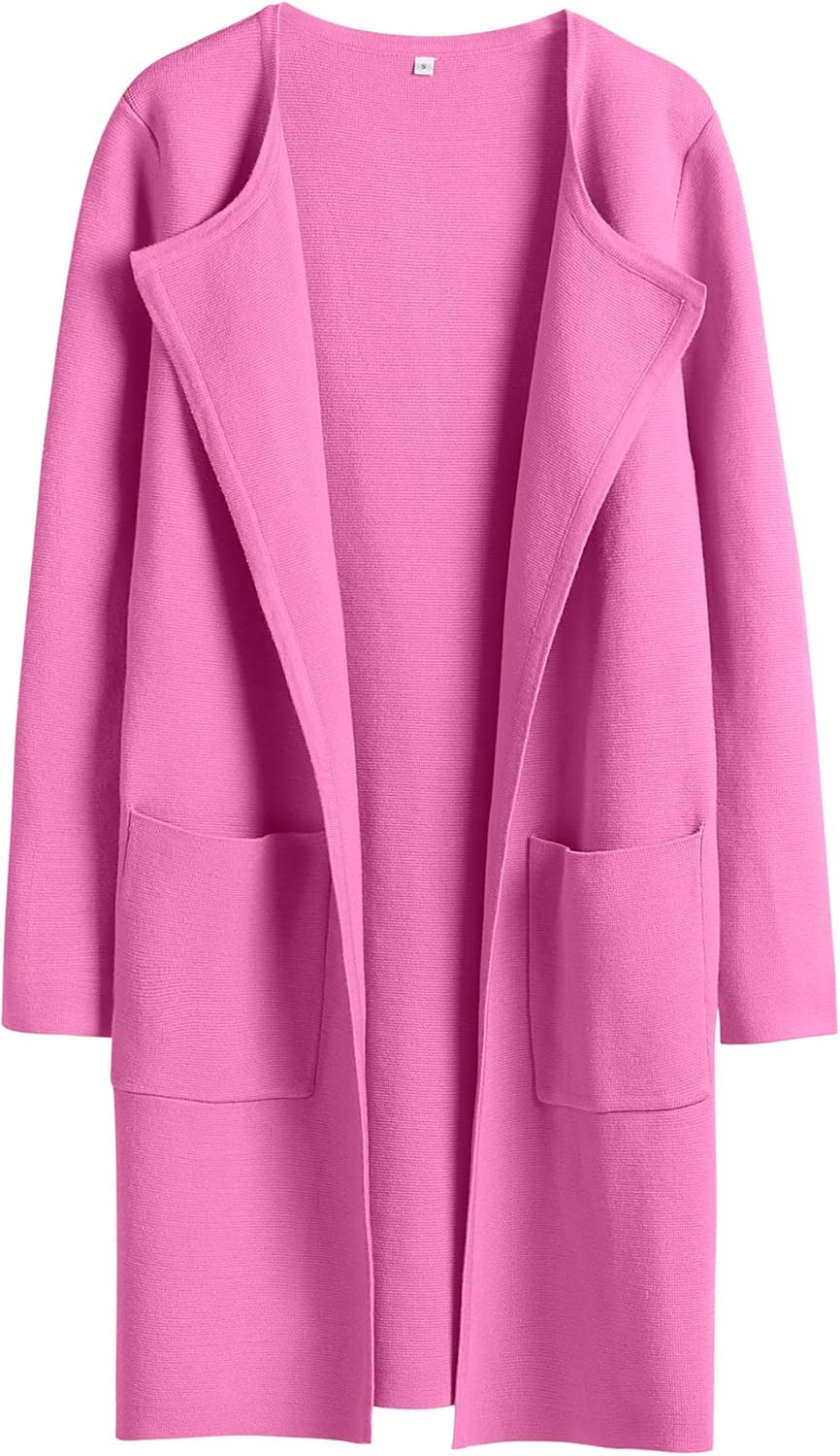 Women's Lightweight Open-Front Knit Cardigan - Long Casual Coatigan Fall Winter - Picture 79 of 105
