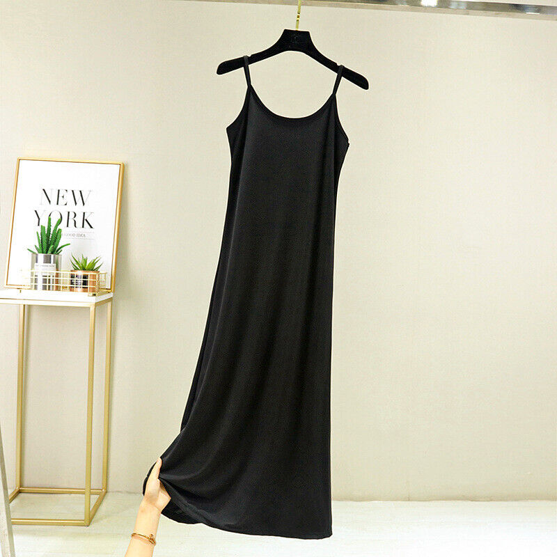Women Sleepwear Sleeveless Modal Cotton Nightgown Sling Sleep Dress Casual - Picture 13 of 20