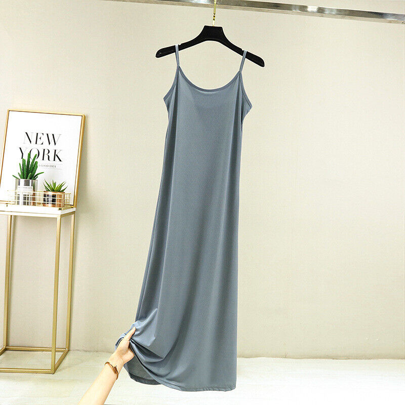 Women Sleepwear Sleeveless Modal Cotton Nightgown Sling Sleep Dress Casual - Picture 17 of 20