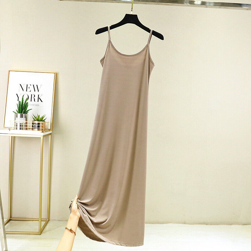 Women Sleepwear Sleeveless Modal Cotton Nightgown Sling Sleep Dress Casual - Picture 18 of 20