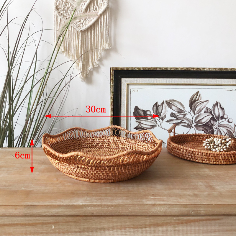 Lace Rattan Fruit Plate Fruit Basket Candy Snacks Dried Fruit Pastry Storage Bas - Picture 19 of 19