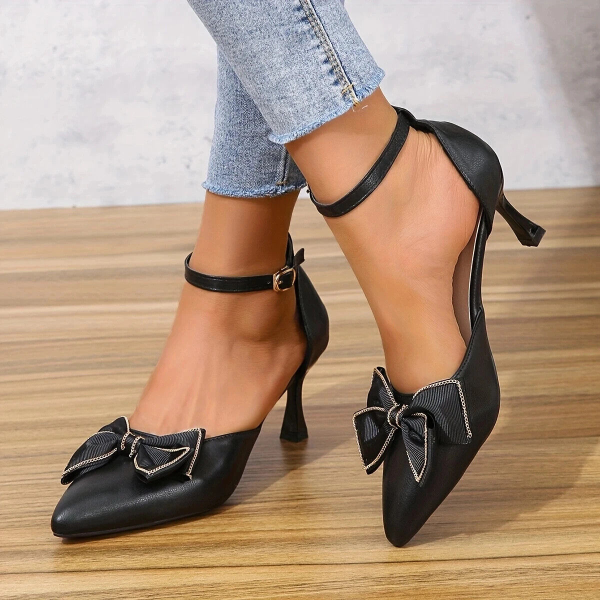 Fashion Women High Heels Summer Bowtie Ankle Buckle Strap Pumps Sandal Stilettos - Bild 16 von 17